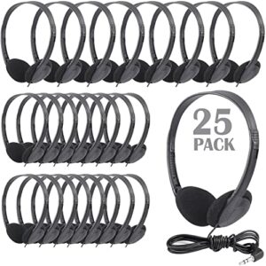cn-outlet wholesale kids headphones in bulk 25 pack for school classroom students children and adults - black