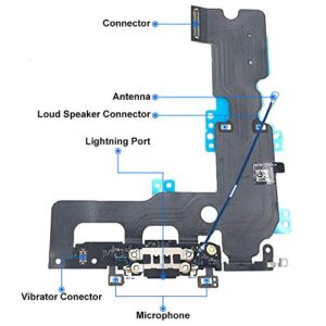 MMOBIEL Dock Connector Compatible with iPhone 7 Plus 2016 - Charging Port Flex Cable - Headphone Port/Microphone/Antenna Replacement - Incl. Screwdrivers - Black