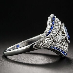 preeyanan Antique 10Kt White Gold Filled Blue Sapphire Ring Wedding Women Jewelry Sz 6-10 (7)