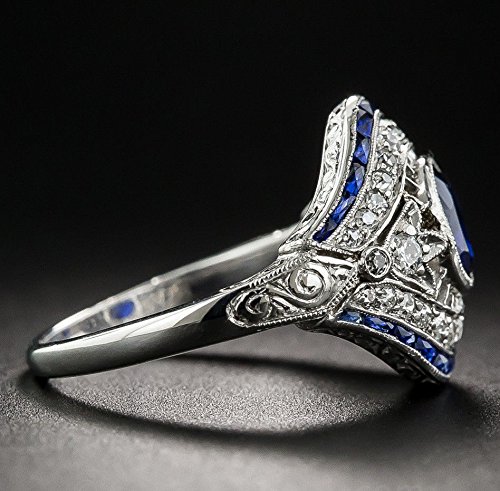 preeyanan Antique 10Kt White Gold Filled Blue Sapphire Ring Wedding Women Jewelry Sz 6-10 (7)