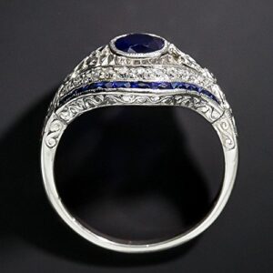 preeyanan Antique 10Kt White Gold Filled Blue Sapphire Ring Wedding Women Jewelry Sz 6-10 (7)