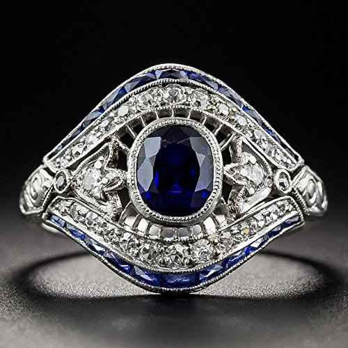 preeyanan Antique 10Kt White Gold Filled Blue Sapphire Ring Wedding Women Jewelry Sz 6-10 (7)