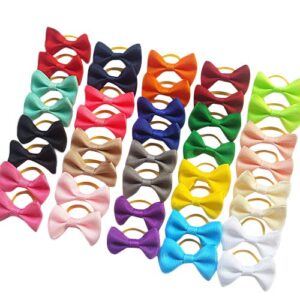 chenkou craft new 40pcs(20pairs) puppy yorkie dog hair bow pure ribbon with rubber band 40mm pet grooming products mix colors varies patterns pet hair bows (pure ribbon rubber bow)