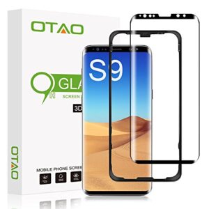 galaxy s9 screen protector tempered glass, [update version] otao 3d curved dot matrix [full screen coverage] glass screen protector(5.8") with installation tray [case friendly] for samsung galaxy s9