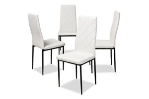 baxton studio blaise modern and contemporary white faux leather upholstered dining chair