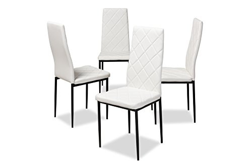 Baxton Studio Blaise Modern and Contemporary White Faux Leather Upholstered Dining Chair