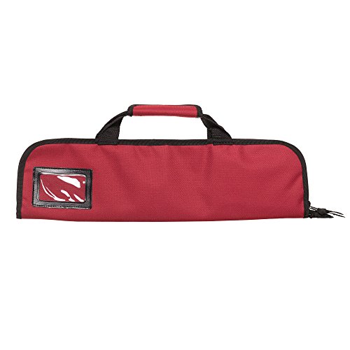 5 Pocket Padded Chef Knife Case Roll with 5 pc. Edge Guards (Red 5 Pocket bag w/5pc Multi-Color Edge guards)