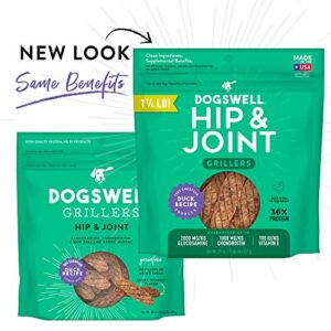 DOGSWELL 100% Grilled Meat Dog Treats, Made in The USA with Glucosamine, Chondroitin & New Zealand Green Mussel for Healthy Hips, 20 oz Duck
