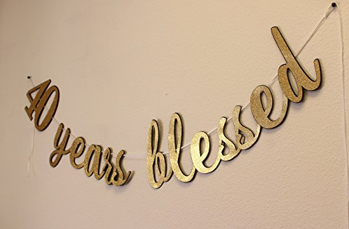 All About Details 40 Years Blessed Cursive Banner (Black & Gold)