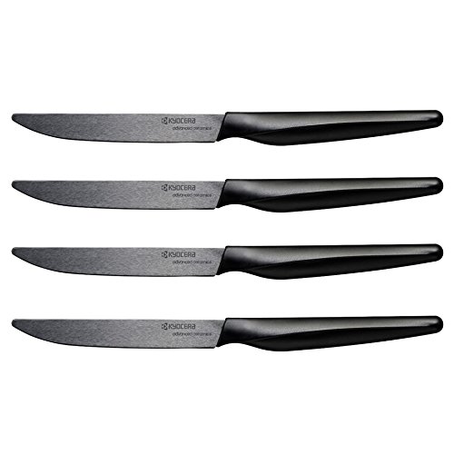 Kyocera 4-piece Ceramic Steak Knife Set, 4.5" Black