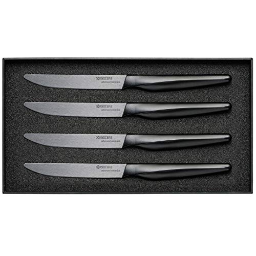 Kyocera 4-piece Ceramic Steak Knife Set, 4.5" Black