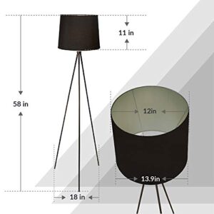 Newhouse Lighting NHFL-AL-BK Alexandria Tripod Floor Lamp, Black