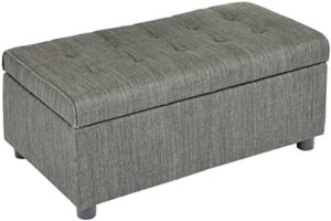 first hill fhw arlos rectangular fabric storage ottoman with tufted design - shadow gray
