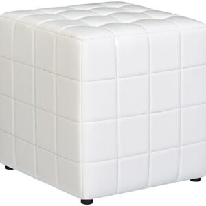 FIRST HILL FHW Altair Square Faux-Leather Ottoman - Moonlight White