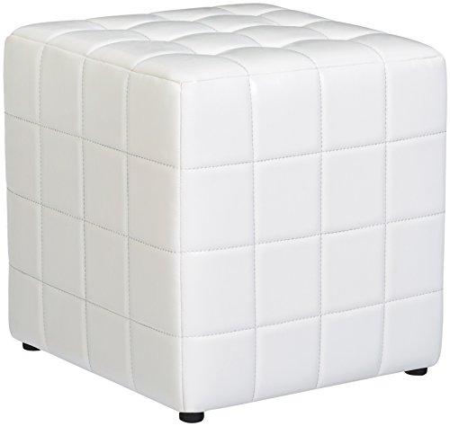 FIRST HILL FHW Altair Square Faux-Leather Ottoman - Moonlight White