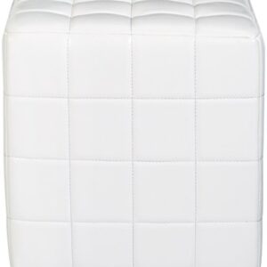 FIRST HILL FHW Altair Square Faux-Leather Ottoman - Moonlight White