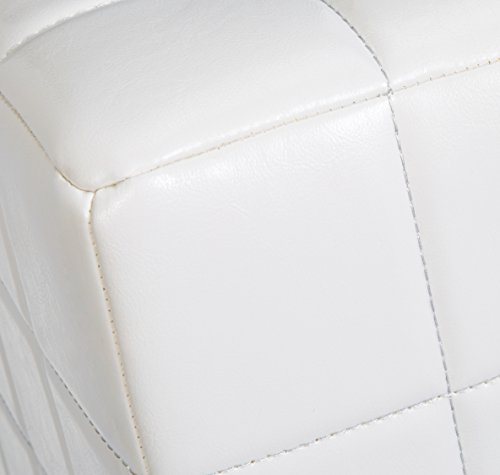 FIRST HILL FHW Altair Square Faux-Leather Ottoman - Moonlight White