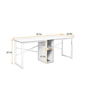 soges 2 Person Home Office Desk,78 inches Large Double Workstation Desk, Writing Desk for Two People, Craft Table with Storage, Walnut HZ011-200-WA