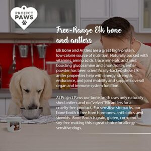 Bone Broth for Dogs with Powdered Elk Antler and Bone - Collagen and Mineral Rich Food Topper for Dogs - Whole Food Superfood Powder Multivitamin for Dogs - 4 oz