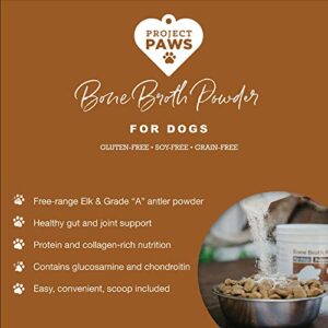 Bone Broth for Dogs with Powdered Elk Antler and Bone - Collagen and Mineral Rich Food Topper for Dogs - Whole Food Superfood Powder Multivitamin for Dogs - 4 oz