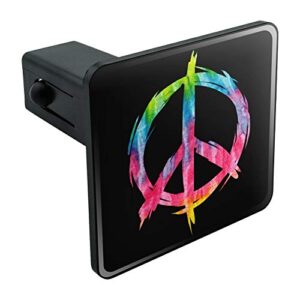 tie dye peace sign tow trailer hitch cover plug insert 1 1/4 inch (1.25")