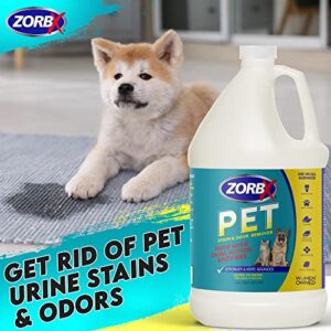 ZORBX Pet Stain and Odor Eliminator for Strong Odor - Dual Action Natural Enzymes Pet Odor Neutralizer & Stain Remover for Dog & Cat Urine | Carpet Cleaner Spray - 128 FL Oz (1 Gallon)