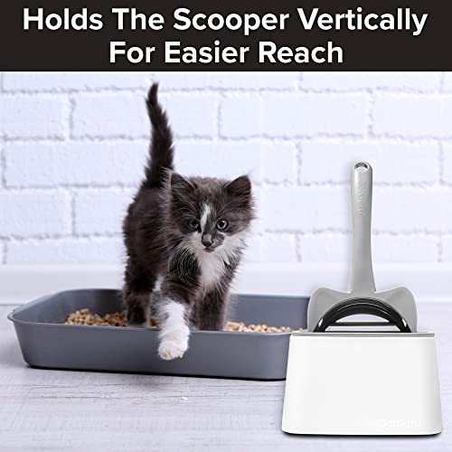 CatGuru Premium Cat Litter Scoop Holder, Scooper Caddy, Scoop Stand Pairs with Any Cat Litter Box and Fits Most Cat Litter Scoops (White)
