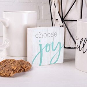 P. Graham Dunn Choose Joy Whitewash 3.5 x 3.5 Inch Pine Wood Tabletop Block Sign