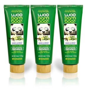 woobamboo! vanilla mint toothpaste - naturally derived, fluoride free, vegan, gluten free