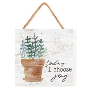 p. graham dunn whitewash 7 x 7 inch wood pallet wall hanging sign, today i choose joy plant
