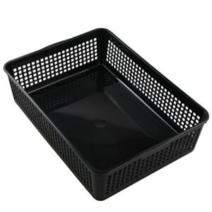 saedy black plastic basket trays for files, letters, documents, set of 6