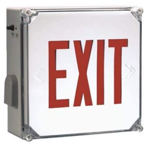 Weatherproof Exit Sign with Red Letters