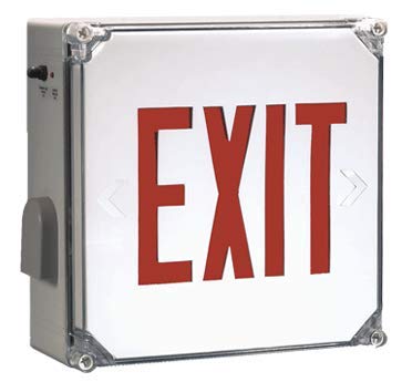 Weatherproof Exit Sign with Red Letters