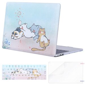 mosiso compatible with macbook pro 13 inch case m2 2023, 2022, 2021-2016 a2338 m1 a2251 a2289 a2159 a1989 a1708 a1706, plastic pattern hard shell case&keyboard cover&screen protector, cute cat
