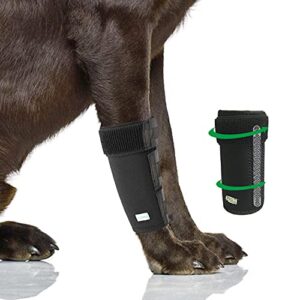 in hand dog leg brace, pair of dog canine leg wrap front leg compression brace with metal strips & safety reflective straps, protects wounds brace heals and prevents injuries and sprains