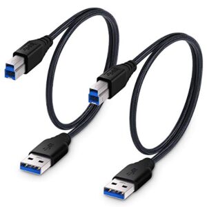 besgoods usb 3.0 cable a-male to b-male [1.5ft/50cm] short cable braided cord- 2pack, black