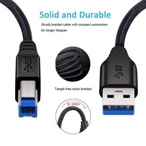 Besgoods USB 3.0 Cable A-Male to B-Male [1.5ft/50cm] Short Cable Braided Cord- 2Pack, Black
