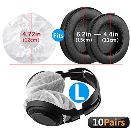 Geekria 100 Pairs Disposable Headphones Ear Cover for Large Over-Ear Headset Earcup, Stretchable Sanitary Ear Pads Cover, Hygienic Ear Cushion Protector (L/White)