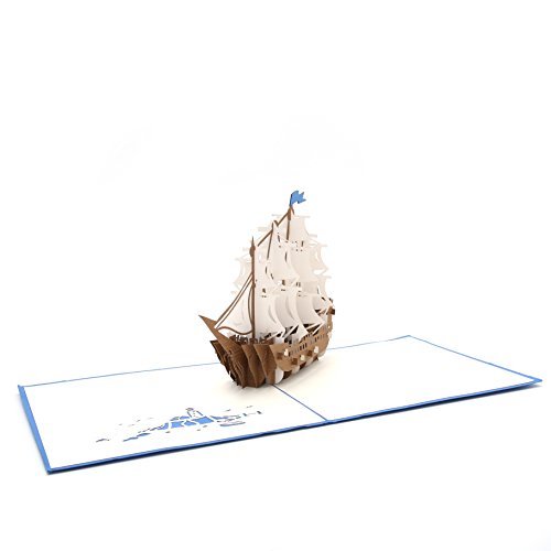 Liif Set Sail Ship 3D Greeting Fathers Day Pop Up Card For All Occasions, Congratulations, Fathers Day Card, Graduations, Retirement Card, Get Well