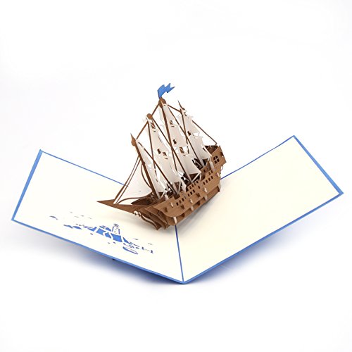 Liif Set Sail Ship 3D Greeting Fathers Day Pop Up Card For All Occasions, Congratulations, Fathers Day Card, Graduations, Retirement Card, Get Well