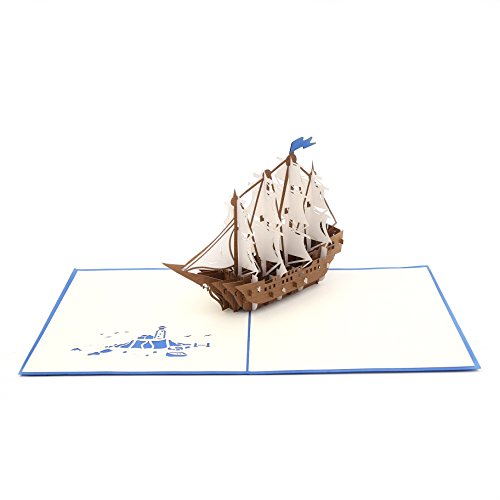 Liif Set Sail Ship 3D Greeting Fathers Day Pop Up Card For All Occasions, Congratulations, Fathers Day Card, Graduations, Retirement Card, Get Well