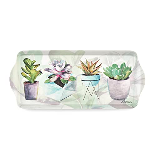 Pimpernel Succulents Collection Sandwich Tray | Serving Platter | Crudité and Appetizer Tray | Made of Melamine | Measures 15.1" x 6.5" | Dishwasher Safe