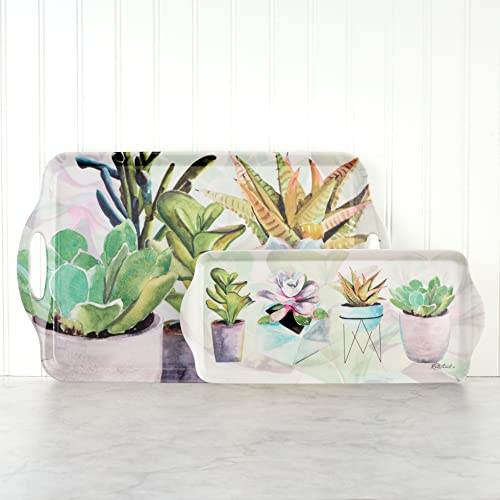 Pimpernel Succulents Collection Sandwich Tray | Serving Platter | Crudité and Appetizer Tray | Made of Melamine | Measures 15.1" x 6.5" | Dishwasher Safe