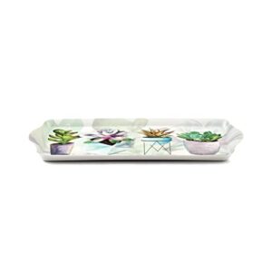 Pimpernel Succulents Collection Sandwich Tray | Serving Platter | Crudité and Appetizer Tray | Made of Melamine | Measures 15.1" x 6.5" | Dishwasher Safe