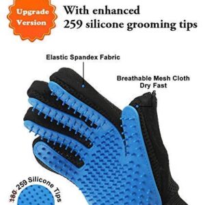 [Upgrade version]Pet Grooming Glove- Efficient Pet Hair Remover gloves- Gentle Deshedding Brush- Massage glove with Enhanced Five Finger Design- Perfect for Dogs & Cats with Long & Short Fur - 1 Pair