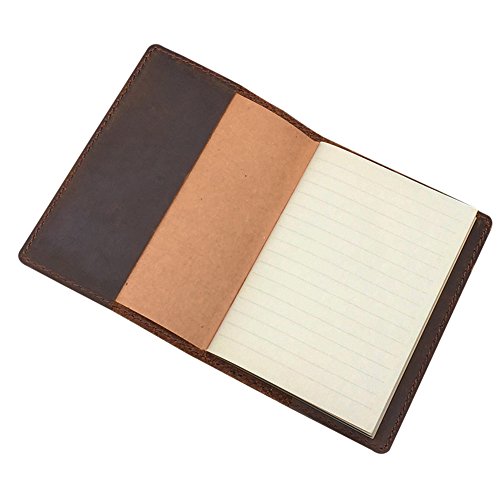 Genuine Leather Notebook, Passport Book 3.5 x 5 in Mini Composition Cover, 64 Pages Ruled, Pocket Size, Brown