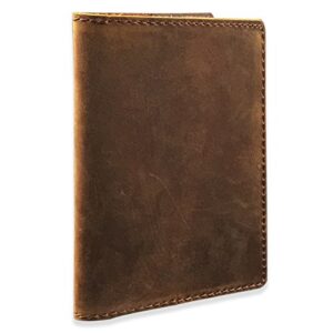 Genuine Leather Notebook, Passport Book 3.5 x 5 in Mini Composition Cover, 64 Pages Ruled, Pocket Size, Brown