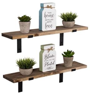 imperative décor rustic wood floating shelves wall mounted storage shelf with l brackets usa handmade| set of 2 (special walnut, 24" x 5.5")