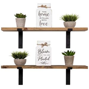 Imperative Décor Rustic Wood Floating Shelves Wall Mounted Storage Shelf with L Brackets USA Handmade| Set of 2 (Special Walnut, 24" x 5.5")