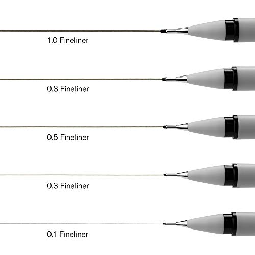 Winsor & Newton Fineliner Fine Point Pen Set, Assorted, Set of 5, Black